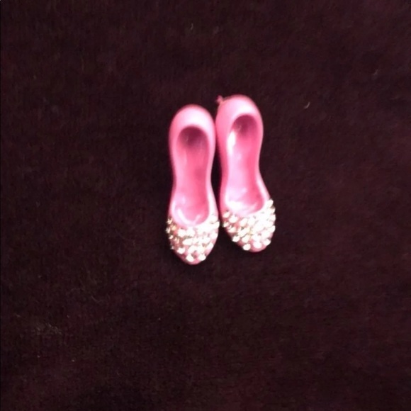 Mini pink pumps earrings with silver beaded - Picture 4 of 4